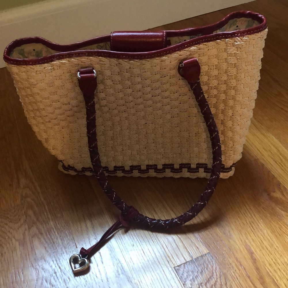 Brighton woven summer bag with red accents